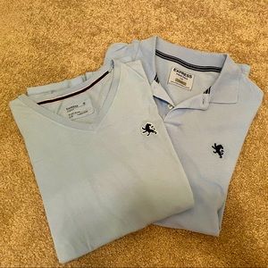 2 Men’s Express Light Blue T-Shirt and Polo Shirt - Size Large Bundle